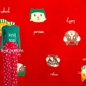 LANDSEND Pajamas Set Cotton Knit Long Sleeve Top and Long Pants